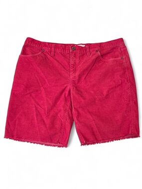 Carve Designs Oahu Hi Rise Red Micro Corduroy Bermuda Shorts Raw Hem Sz 14 NWOT